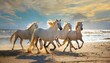 incredible photography of white horses running on a white sand beach sunny morning