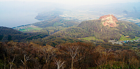 Canvas Print - Showashunzan lava dome near Uzu-san volcano, Lake Toya, Hokaido Island, Japan