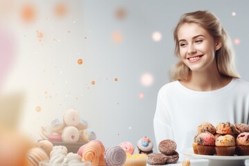 Wall Mural - Beautiful woman bakes delicious and healthy holiday sweets