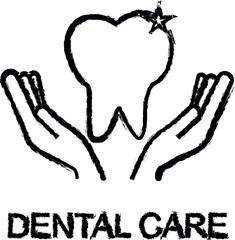 Poster - dental care line icon grunge style vector