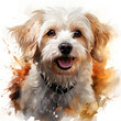 watercolor Maltese dog clipart, Generative Ai