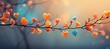 abstract love background with colorful hearts on a branch