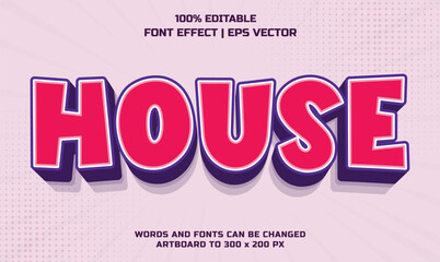 Canvas Print - House 3d editable vector text style effect