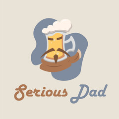 Poster - Hipster beer character with mustache Father day template Vector