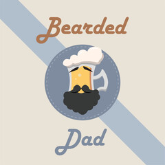 Canvas Print - Hipster beer character with mustache Father day template Vector