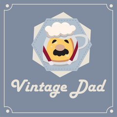 Sticker - Hipster beer character with mustache Father day template Vector