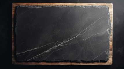 Slate over old wooden background