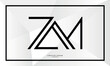 Alphabet letters ZM or MZ logo monogram
