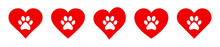 Paw Print With A Heart Icon Set