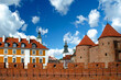 Red brick towers and walls of the Warsaw Barbican Fort, Poland