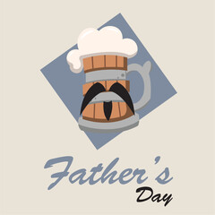 Canvas Print - Hipster beer character with mustache Father day template Vector