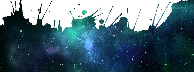 Wall Mural - cosmic illustration for border. beautiful colorful space background. watercolor cosmos