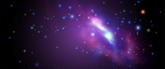 Wall Mural - Space vector background with realistic nebula and shining stars. Magic colorful galaxy with stardust