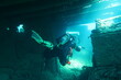 Scuba diver inside the wreck of the Chrisoula K in the Red Sea in Egypt