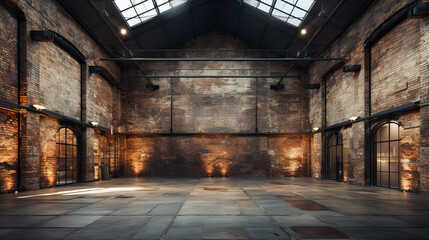 Empty warehouse building rustic background