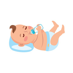 Poster - baby with bottle drinking