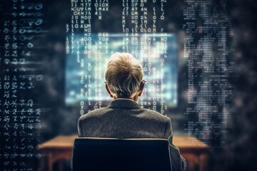 elderly man learning codes online