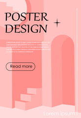 Wall Mural - abstract architecture poster. pink silhouette at building. urban infrastructure and buildings. real 