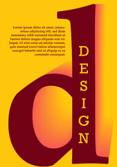 Canvas Print - poster with letter concept. brown d at yellow background. abstract creativity and art. typography an