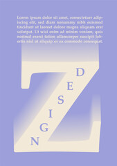 Canvas Print - poster with letter concept. white z at violet background. abstract creativity and art. typography an