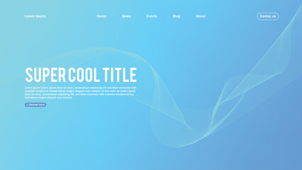 Landing page abstract design. Template for website or app. Colorful abstract minimal wave