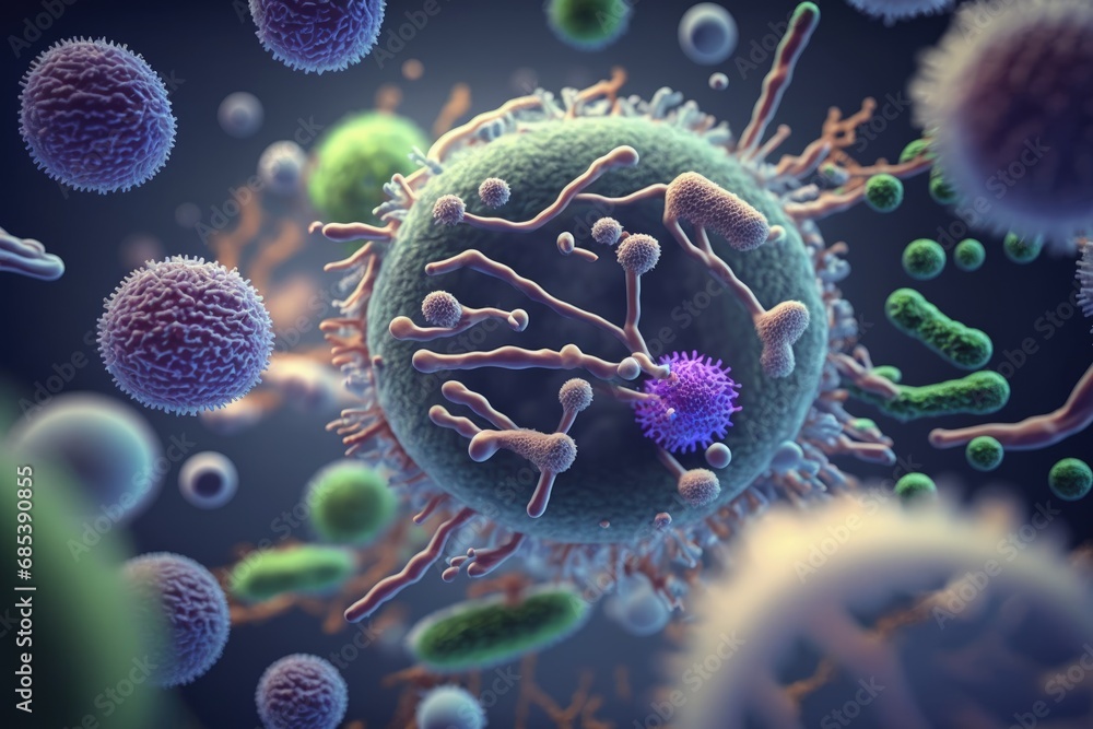Zoomed In Microscope Bacteria, microscopic unicellular organisms, microorganism, under ...