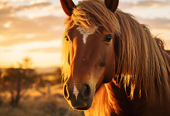 Sticker - cavalo mustang majestoso em hora dourada 