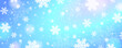 Blue Christmas banner with bokeh and blurred snowflakes. Merry Christmas and Happy New Year greeting banner. Horizontal new year background, headers, posters, cards, website. Vector illustration