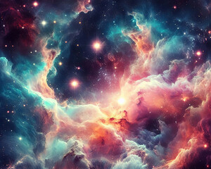 Wall Mural - gorgeous space and twinkling stars background image with nebula gas cloud