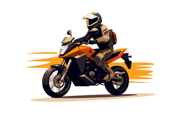 Wall Mural - man riding Motor bike isolated vector style with transparent background illustration