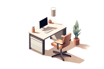 Wall Mural - office chair and table isolated vector style with transparent background illustration