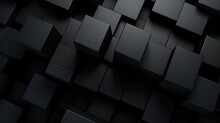 Futuristic Black Square Tiles Arranged From Future Or 3d Rectangular Block For High Technology Background. Generative AI