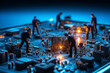 © OMG Snap - The tiny figures of labour working on the electronic circuit, Generative Ai