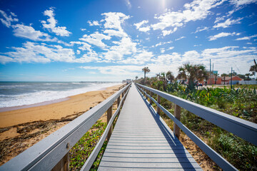 Wall Mural - Stock image of Flagler Beach boardwalk