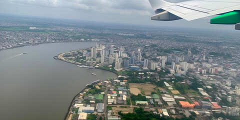 Canvas Print - Airplane seat with a great view from the window