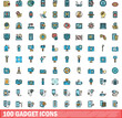© ylivdesign - 100 gadget icons set. Color line set of gadget vector icons thin line color flat on white