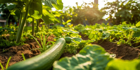 Poster - Close up of Zucchini in the Garden