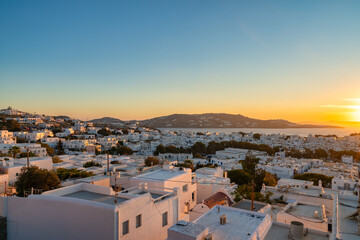 Wall Mural - Mykonos island cityscape at sunset, Greece 