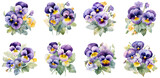 Pansy flower watercolor illustration clipart. Generative AI
