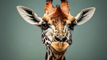 Adorable Portrait Of A Giraffe With Long Eyelashes And A Curious Expression. .