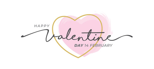 Poster - Happy Valentines Day typography with handwritten calligraphy text, isolated on white background. Vector Illustration