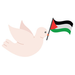 Poster - palestine peace dove with flag