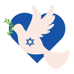 Sticker - israel peace dove in heart