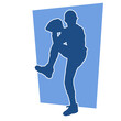© anom_t - Silhouette of a baseball pitcher athlete ready to throw ball. Silhouette of male baseball pitcher in action pose.