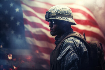 american soldier in uniform,American memorial day concept,Generated By Ai
