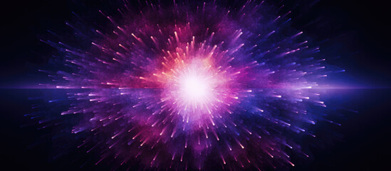 Wall Mural - Abstract nebula cosmic explosion on dark purple background