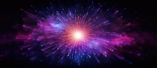 Wall Mural - Abstract nebula cosmic explosion on dark purple background