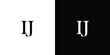 Abstract letter IJ or JI logo in black and white color
