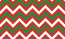 Christmas Zigzag Chevron With Red Green And White Geometric Shape. Vector Repeating Texture.