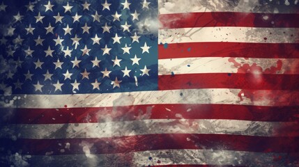 Wall Mural - Grunge United States flag illustration background, 16:9